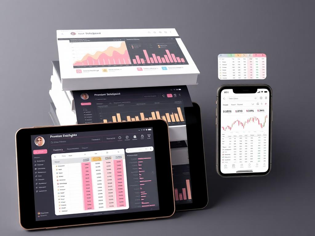 Planilhas exibidas em tablet e celular